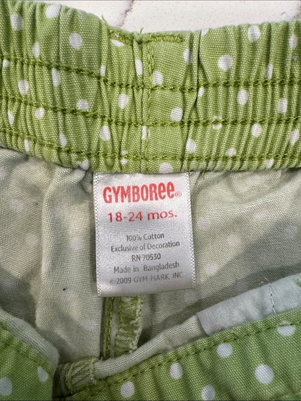 Gymboree 18-24 Months Green Polka Dot Flower Shorts with Yellow Accents
